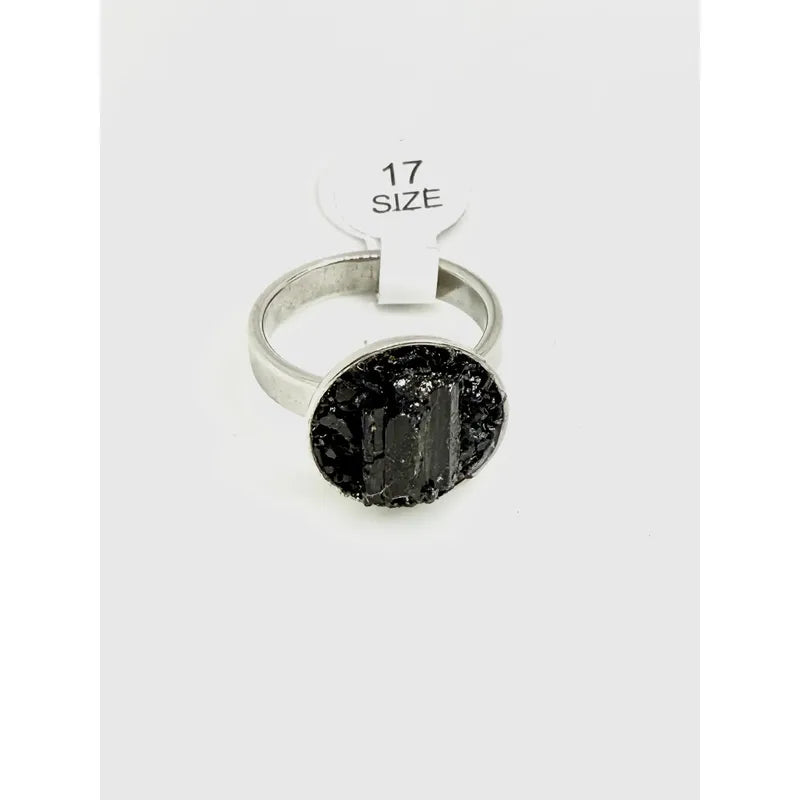 Anillo Piedras Naturales Mujer Turmalina Pirita Crisocola