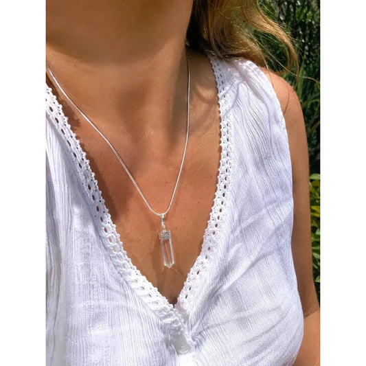 Collar Péndulo Punta Piedra Natural Cuarzo Cristal Natural Cuarzo Cristal