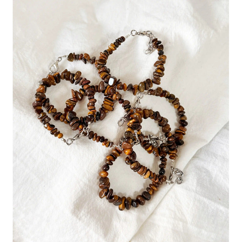 Pulsera De Piedras Naturales Ojo De Tigre Fuerza Y Confianza Ojo De Tigre 8 Cm 20 Cm