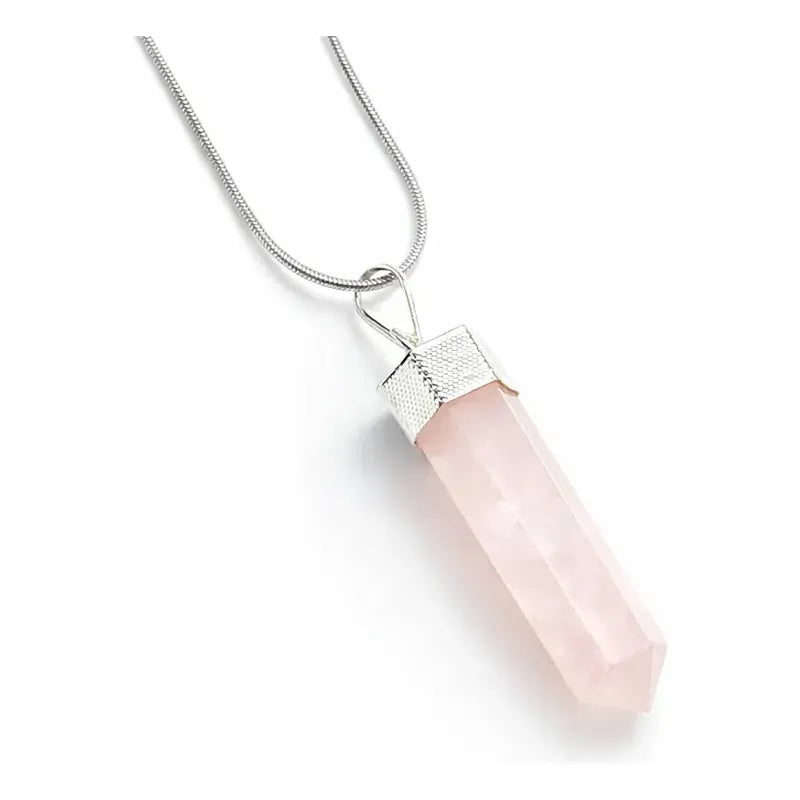 Collar Péndulo Piedra 100% Natural Cuarzo Rosa Cuarzo Rosa
