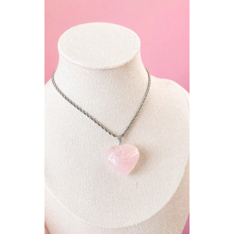 Collar Corazón Cuarzo Rosa - Amor Propio  Divina Existencia Cuarzo Rosa
