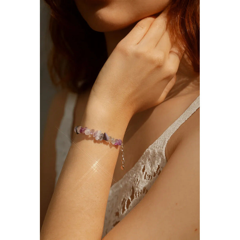 Pulsera De Piedras Naturales Fluorita Arcoiris Tranquilidad Fluorita 8 Cm 20 Cm