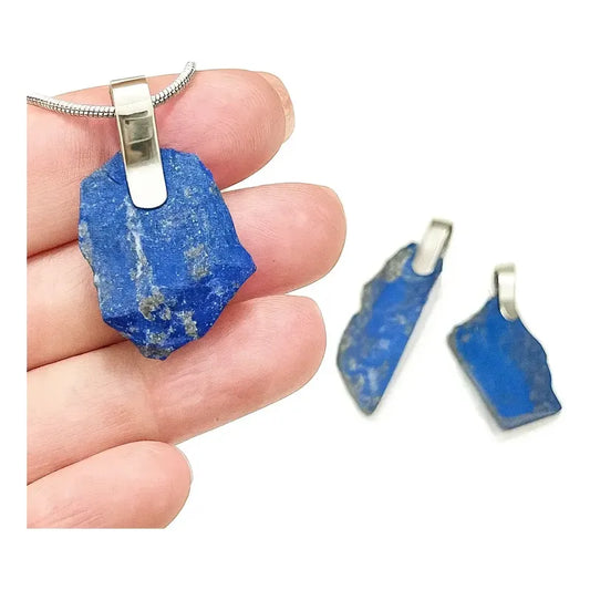 Dije De Lapislázuli Acero Quirúrgico Divina Existencia Conocimiento Lapislázuli Con Lapislázuli - 50cm De Largo Lapis Lazuli Pulido