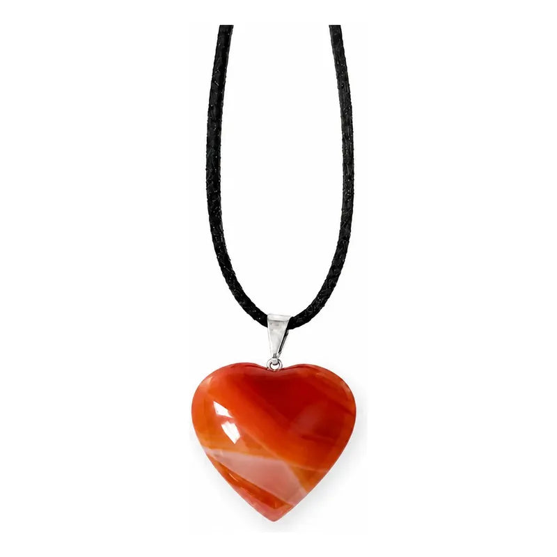 Collar Corazón Ágata Cornalina - Vitalidad Pasión Cornalina
