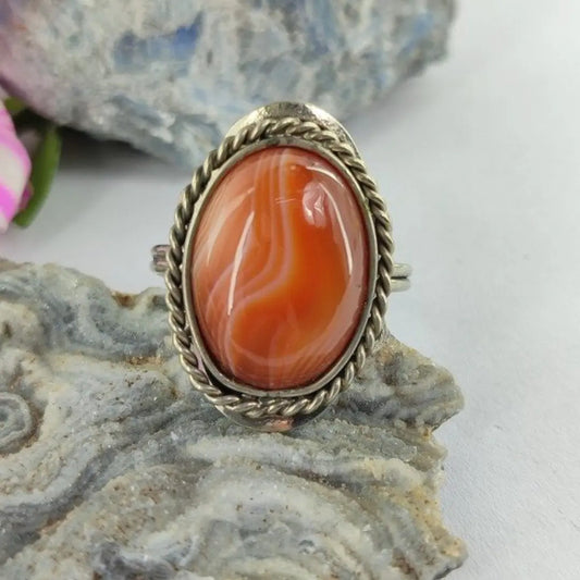 Anillo Mujer Alpaca Regulable Piedra Cornalina - Fortaleza Cornalina Unico Regulable