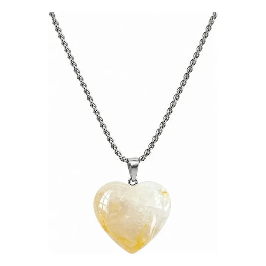 Collar Amor Corazón De Cristales Piedras Auténticas + Cadena Color Cuarzo Hematoide