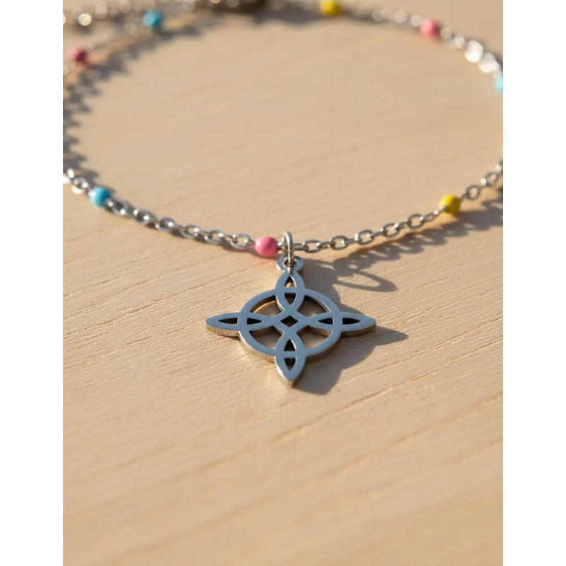 Pulsera Amuleto Acero Quirúrgico Nudo De Bruja Protectora Nudo De Bruja 8 Cm 20 Cm