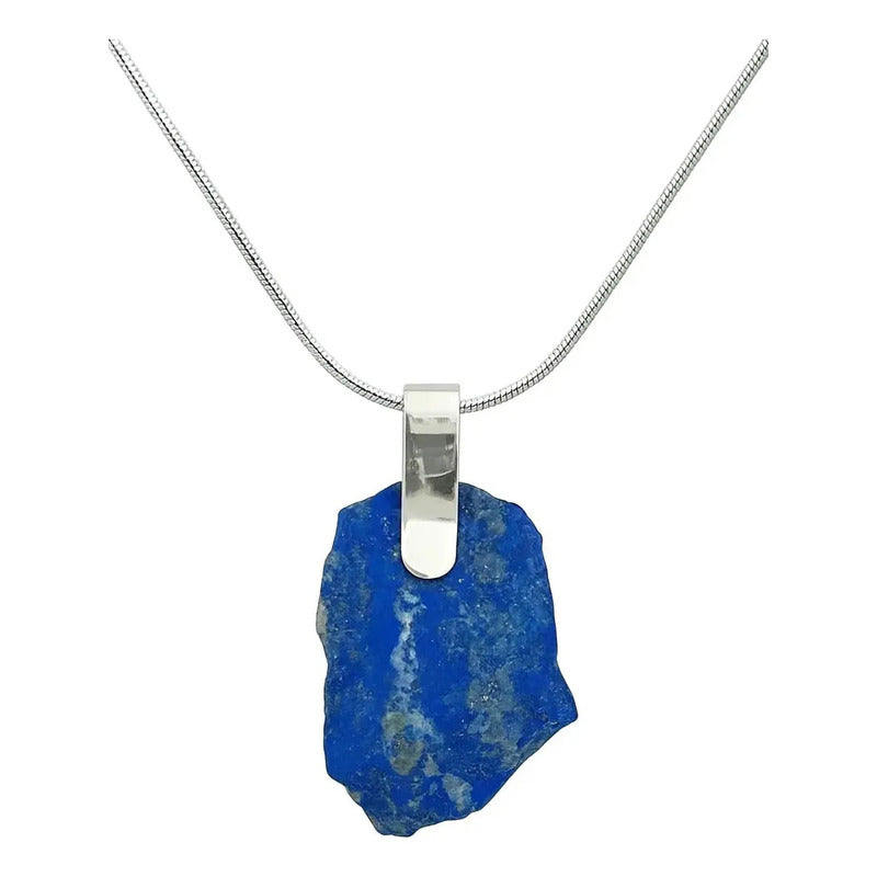Dije De Lapislázuli Acero Quirúrgico Divina Existencia Conocimiento Lapislázuli Con Lapislázuli - 50cm De Largo Lapis Lazuli Pulido