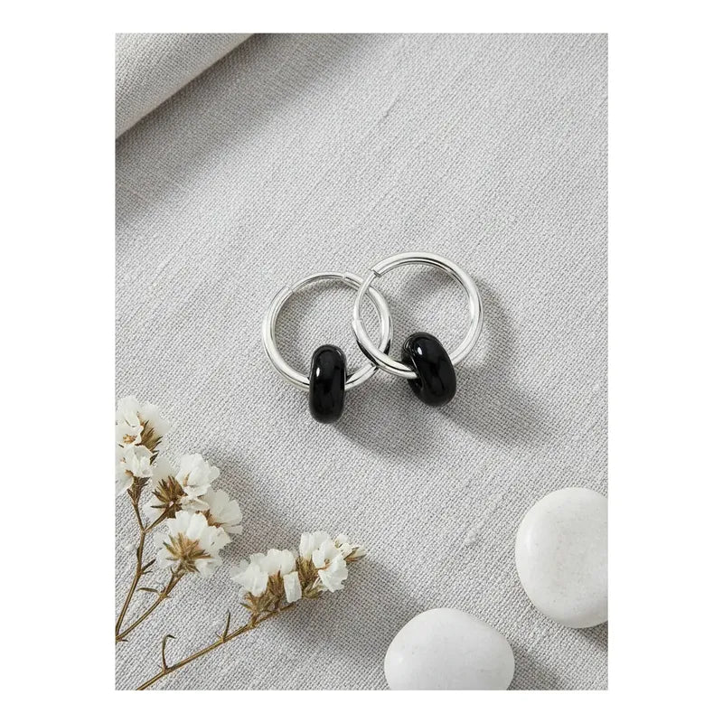 1 Par De Aros Argollas Con Dona Cuarzo Rosa Verde Obsidiana