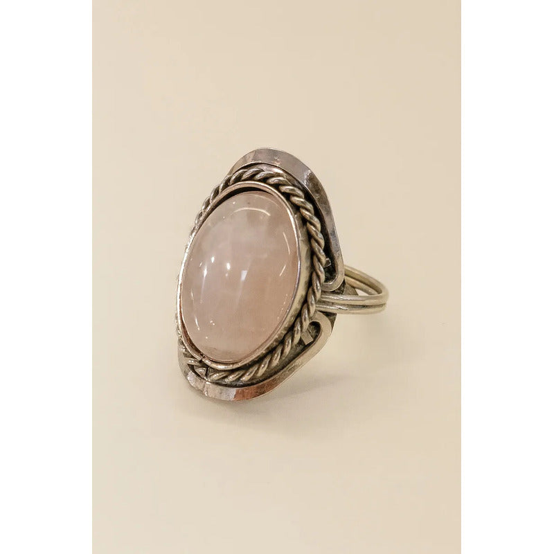 Anillo Alpaca Regulable Cuarzo Rosa - Amor Incondicional Unico Cuarzo Rosa