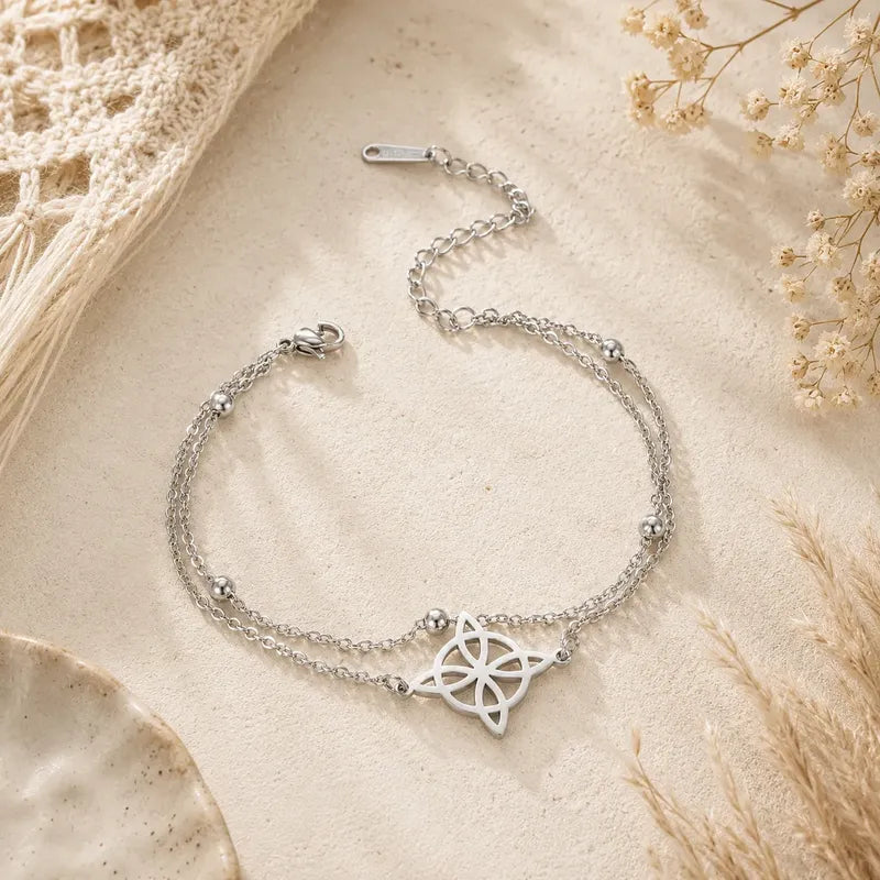 Pulsera Amuleto De Acero Quirúrgico Y Símbolo Nudo De Bruja Modelo 2 8 Cm 18 Cm