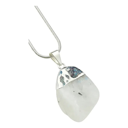 Collar Dije Piedra De La Luna Natural Adularia + Cadena Adularia
