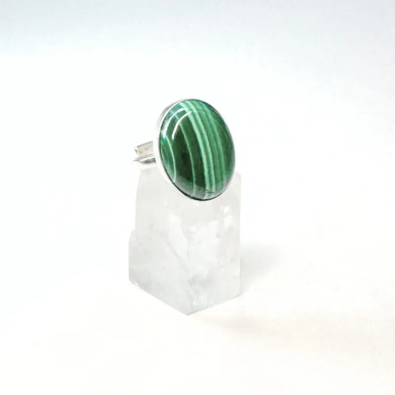 Anillo Sanación - De Malaquita Regulable Piedra Natural Malaquita Regulable