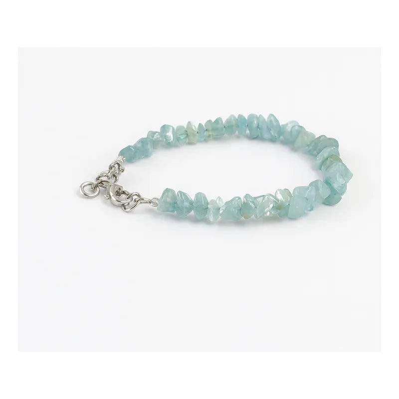 Pulsera Calma De Aguamarina Piedras Naturales Agua Marina 8 Cm 20 Cm