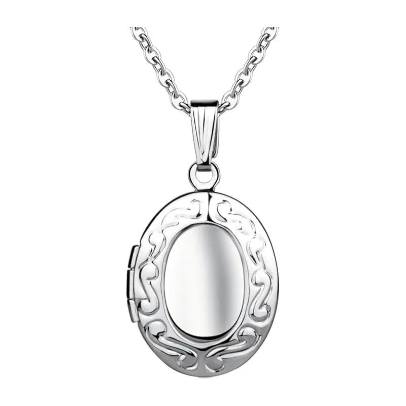 Collar Relicario Corazón Para Fotos Mini 20x20 Mm Con Cadena Relicario Ovalado 20 Mm.