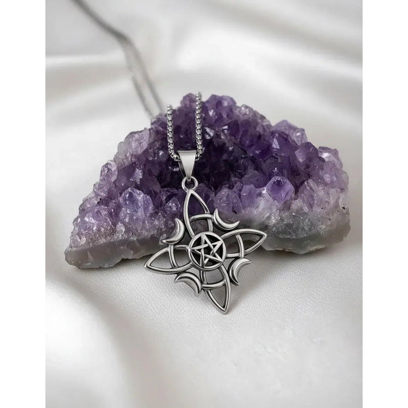 Collar Nudo De Bruja Triskel + Cadena De Acero Quirúrgico Nudo Triskel 2