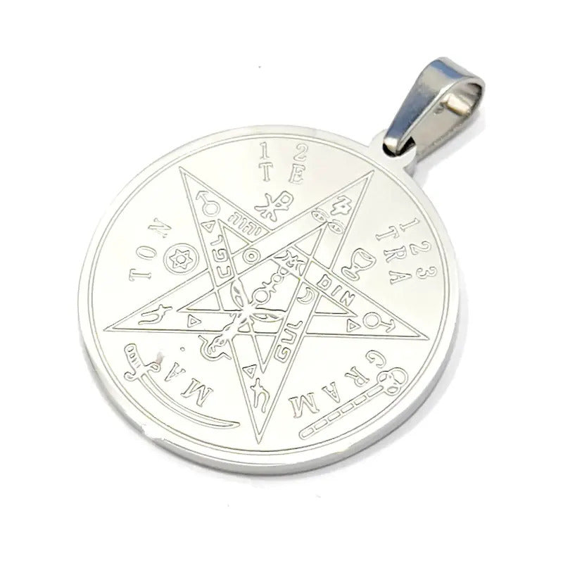Collar Con Dije De Tetragrámaton De Acero Quirúrgico