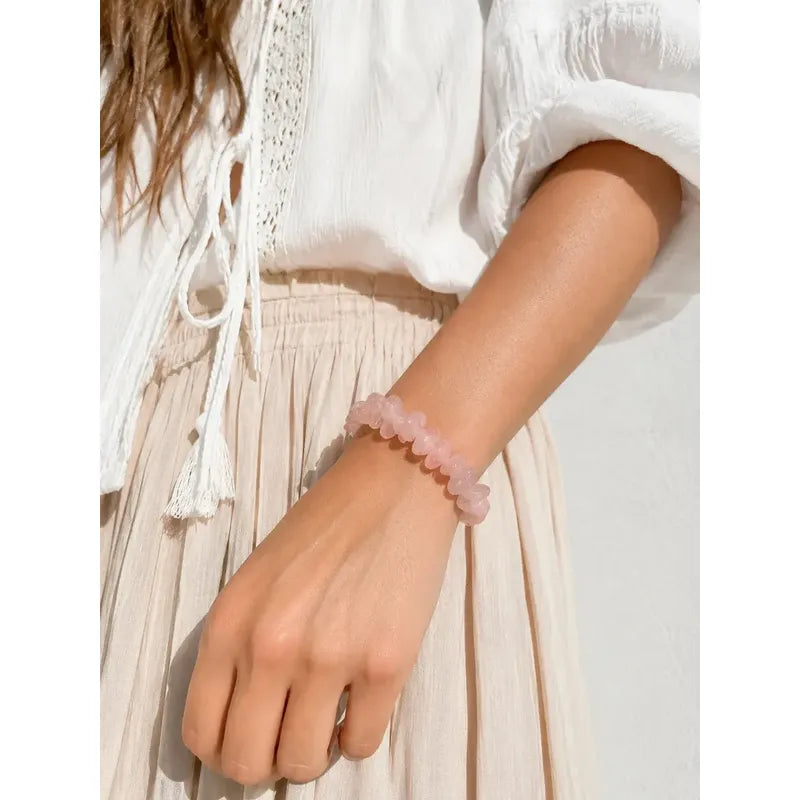 Pulsera Cuarzo Rosa Piedras Grandes 10 Mm Sanación Emocional Cuarzo Rosa 8 Cm 20 Cm