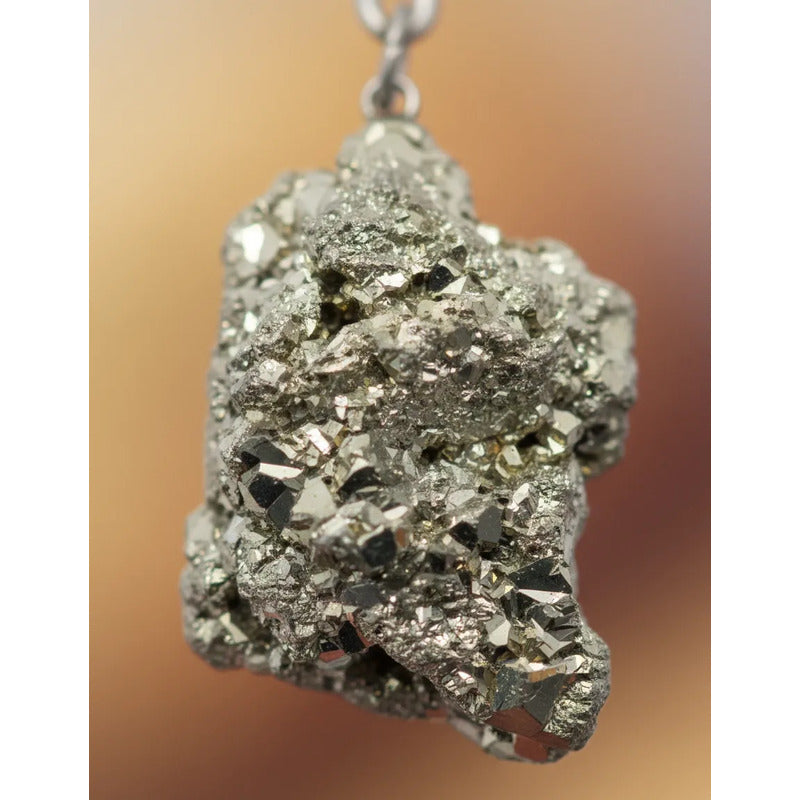 Llavero Colgante Amuleto De Piedras Naturales Pirita - Abundancia