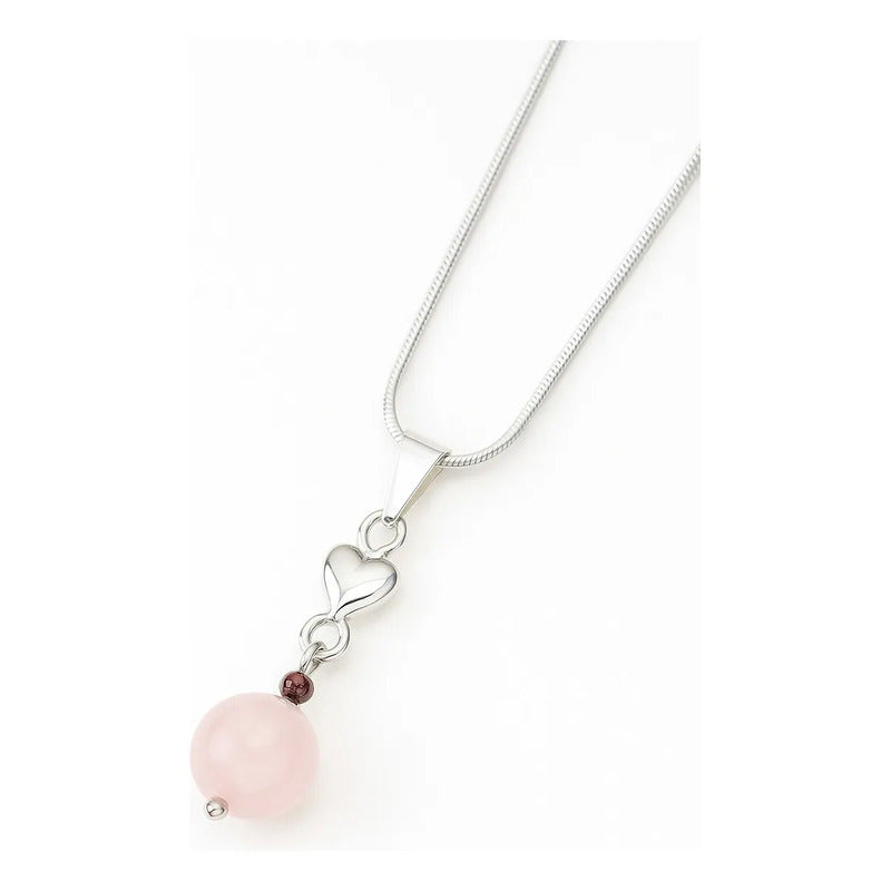 Collar Amor Apasionado Cuarzo Rosa Y Granate Con Cadena Cuarzo Rosa Y Granate
