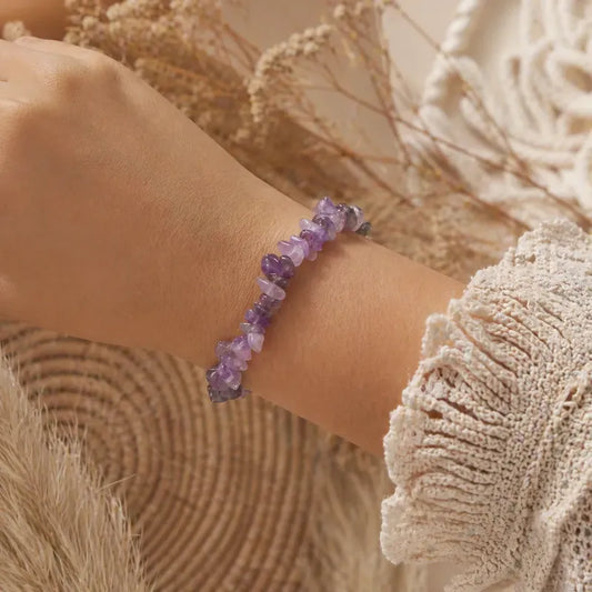 Pulsera De Piedras Naturales Amatista - Transmutación Amatista 8 Cm 19 Cm