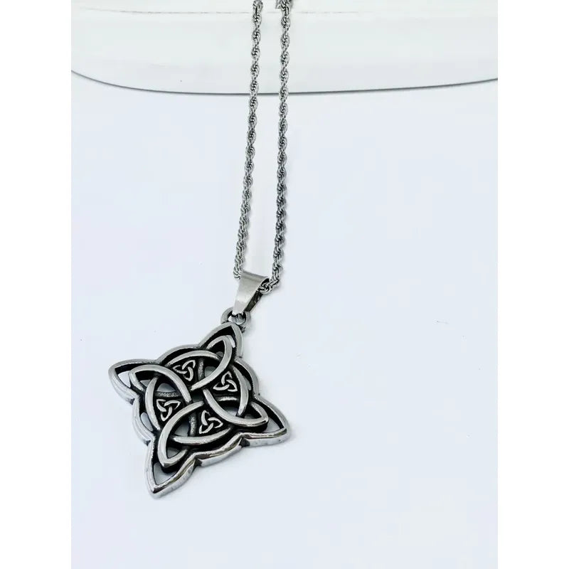 Collar Nudo De Bruja + Cadena De Acero Quirúrgico