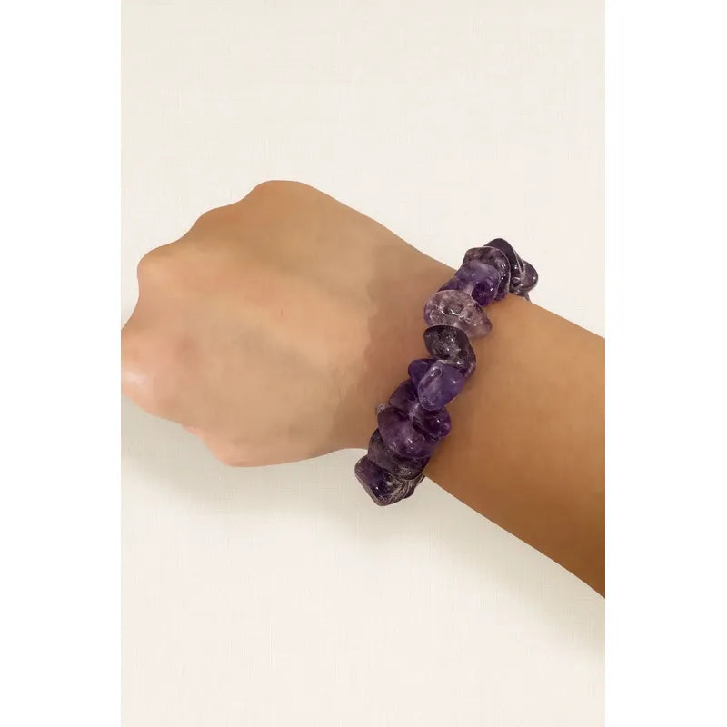 Pulsera De Piedras Amatista Grande 10 Mm. Elástica Unisex Amatista 10 Mm 8 Cm 20 Cm