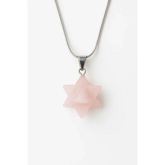 Collar De Piedra Natural Estrella Merkaba + Cadena Acero