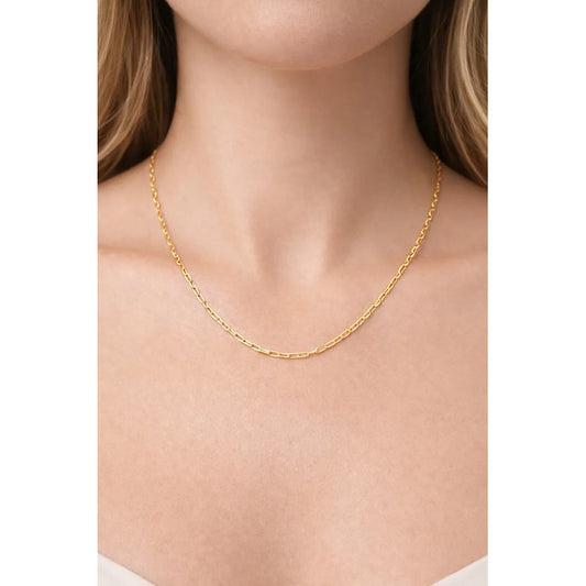 Cadena Mujer Long Chain Choker Oro 18k Baño 45 Cm. 45 Cm
