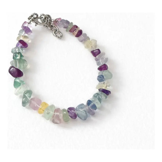 Pulsera De Piedras Naturales Fluorita Arcoiris Tranquilidad Fluorita 8 Cm 20 Cm