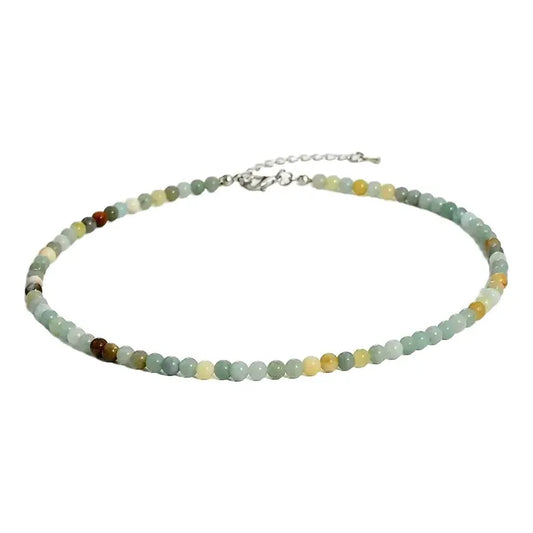 Collar Choker Mini Cuentas Piedras Naturales Delicado 40 Cm Amazonita