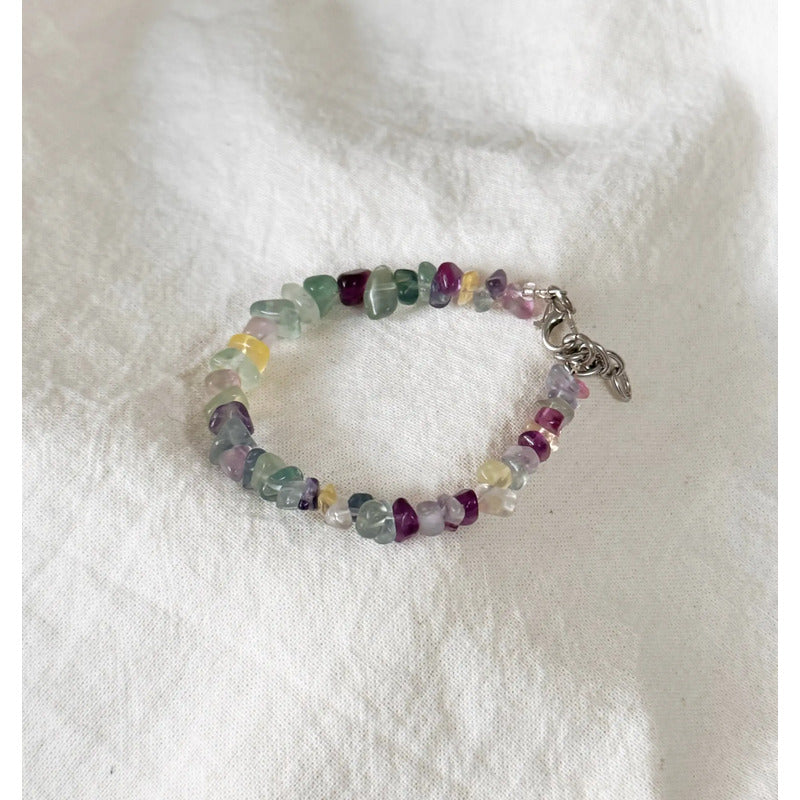 Pulsera De Piedras Naturales Fluorita Arcoiris Tranquilidad Fluorita 8 Cm 20 Cm