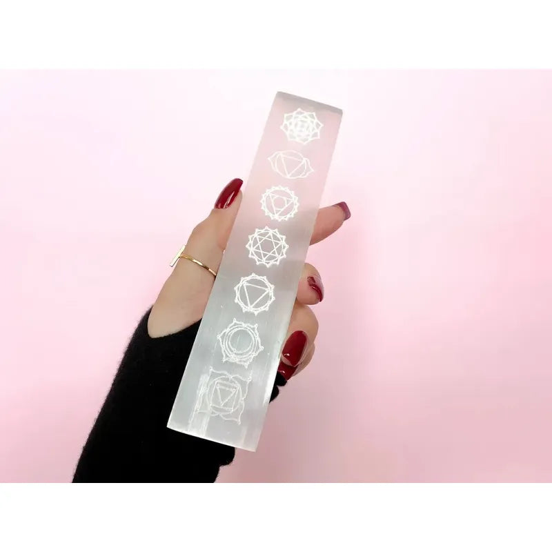 Vara De Selenita Natural 20 Cm - Divina Existencia Blanco