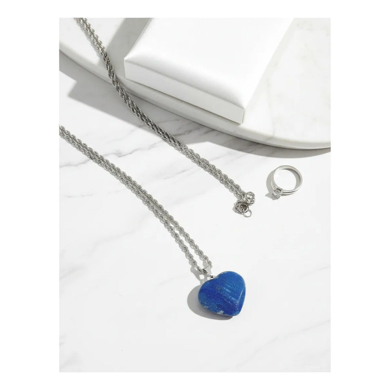 Collar Corazón Cuarzo Azul - Calma Cuarzo Azul
