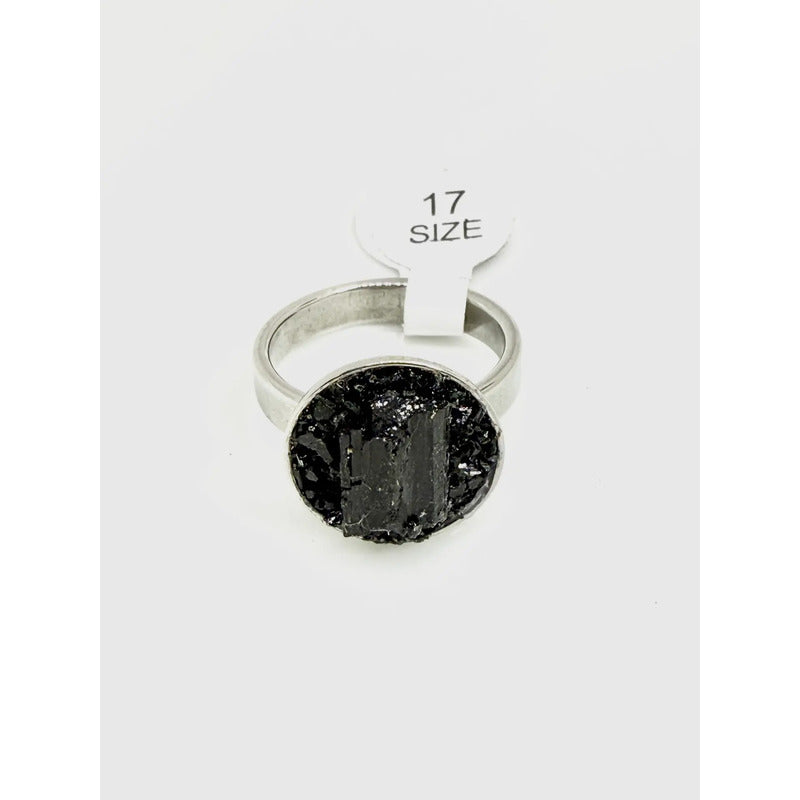 Anillo Piedras Naturales Mujer Turmalina Pirita Crisocola