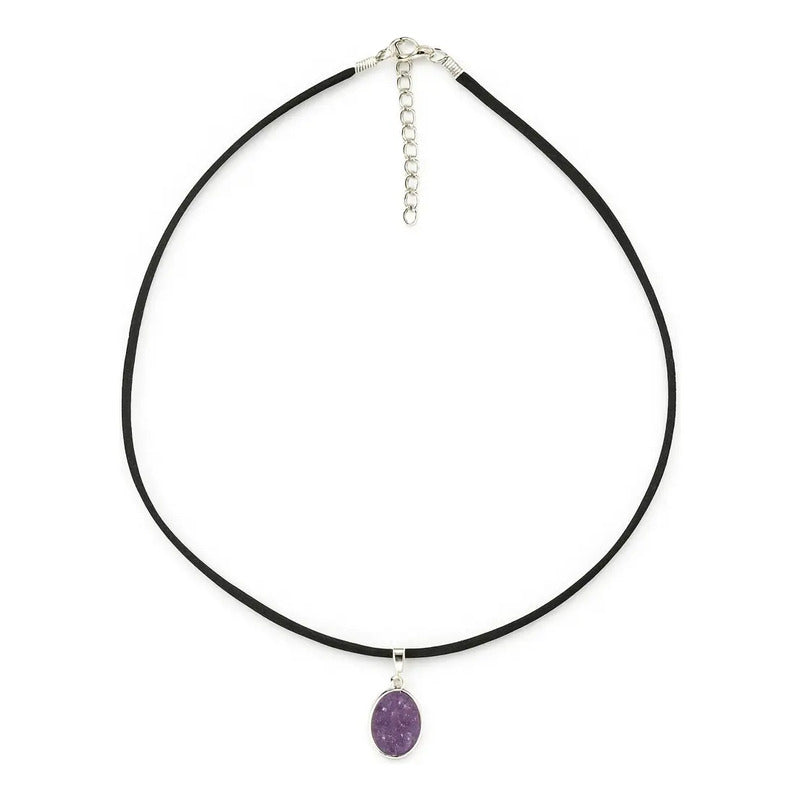 Collar Choker Gargantilla Piedras Naturales Soga Gamuza Amatista