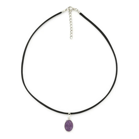 Collar Choker Gargantilla Piedras Naturales Soga Gamuza Amatista