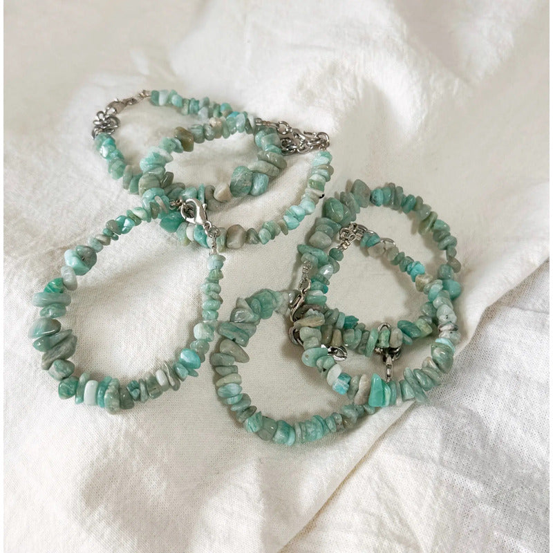 Pulsera Piedras Naturales Amazonita Calma Y Protección Amazonita 8 Cm 19 Cm