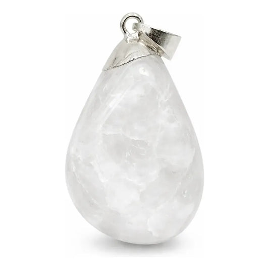 Dije De Piedra Natural Rolado Mediano Con Engarce Sin Cadena Cuarzo Blanco