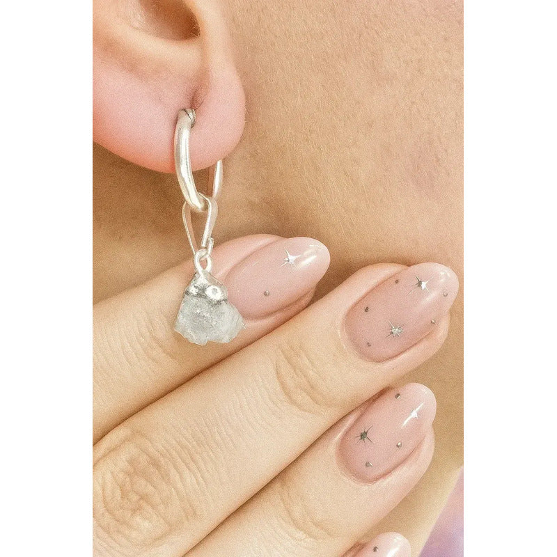Aros Colgantes Mujer Aguamarina Piedra Natural Claridad Paz Agua