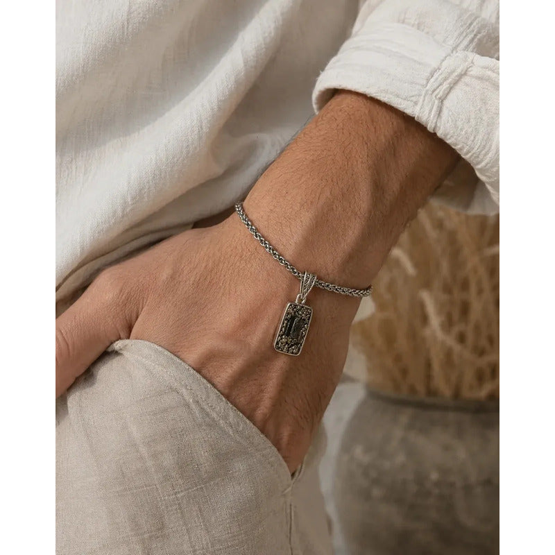 Pulsera Amuleto Mariposa Con Turmalina Y Pirita - Protección Rectángulo Turmalina Y Pirita 8 Cm 20 Cm Rectángulo Turmalina Pirita