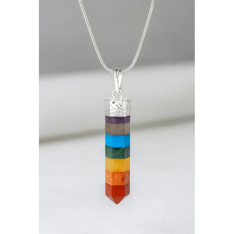 Collar Bastón Para Equilibrar 7 Chakras Piedras Naturales 7 Chakras