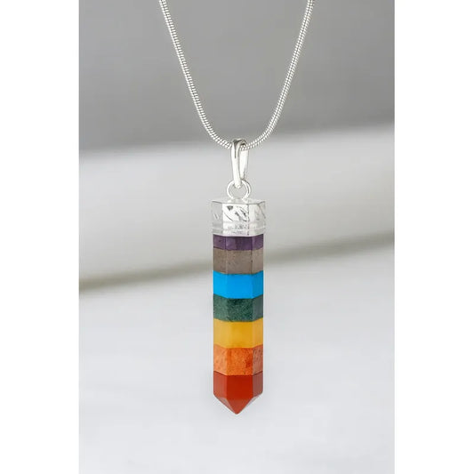 Collar Bastón Para Equilibrar 7 Chakras Piedras Naturales 7 Chakras