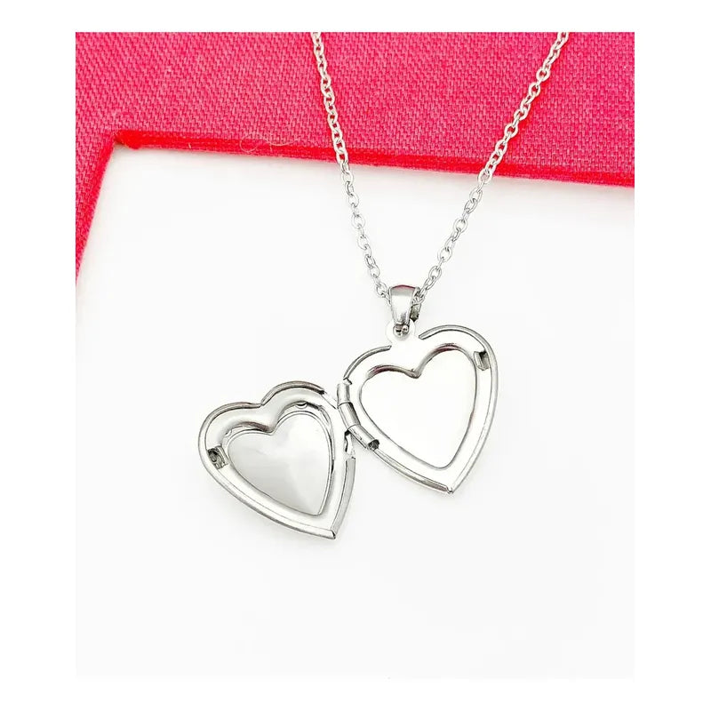 Collar Relicario Corazón Para Fotos Mini 20x20 Mm Con Cadena Relicario Mini 2x2
