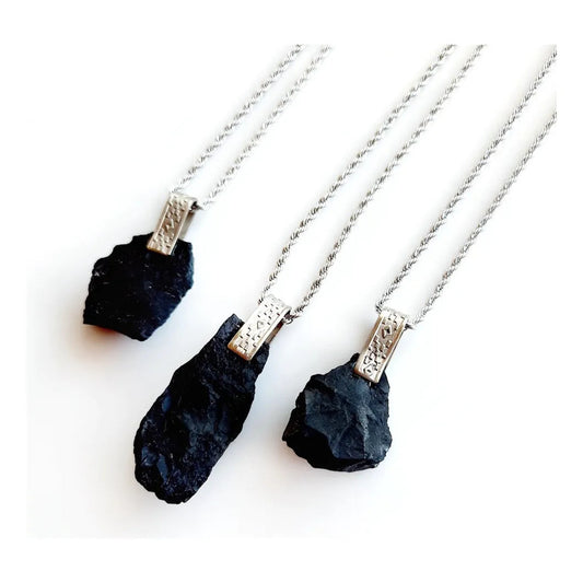 Collar Piedra Shunguita Shunguit Protección + Cadena Acero Shunguita Shunguit