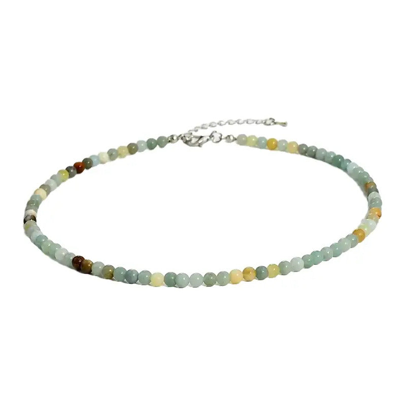 Collar Choker Mini Cuentas Piedras Naturales Delicado 40 Cm Amazonita