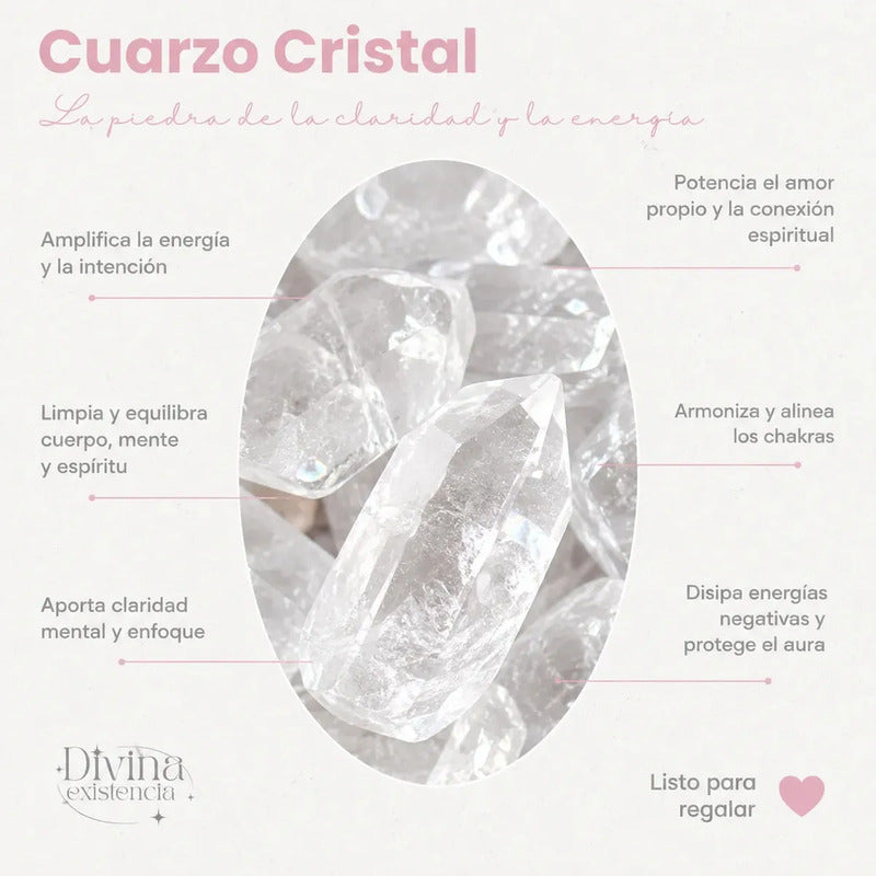 Collar Manifestación Punta De Cuarzo Cristal + Cadena Dorada Punta Cuarzo Cristal