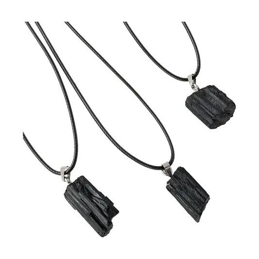 Collar Protección De Turmalina En Bruto Con Cordón Unisex Turmalina