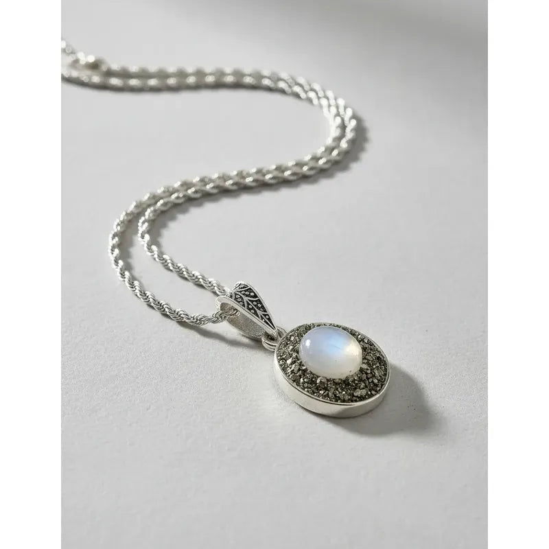 Collar Abundancia De Pirita Con Adularia Piedra De La Luna Pirita Adularia