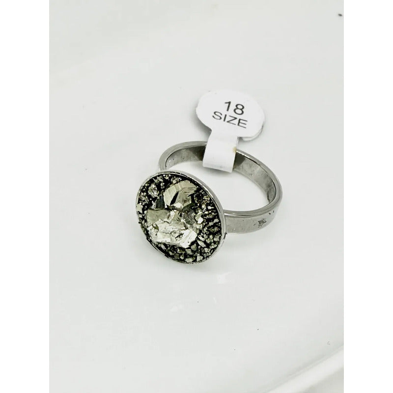 Anillo Piedras Naturales Mujer Turmalina Pirita Crisocola Color Pirita Sola Talle 20